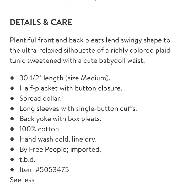 *SOLD* Free People Baby Blues Plaid Tunic Top - Picture 8 of 8